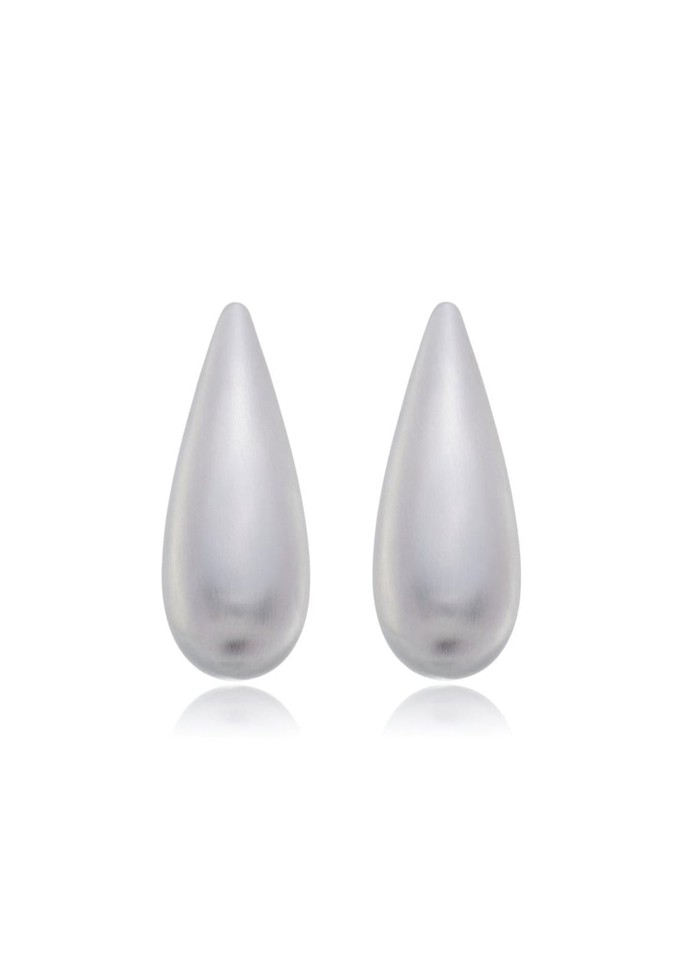 Brinco Semijoia Orgânico Gota Acetinado Em Ródio Branco