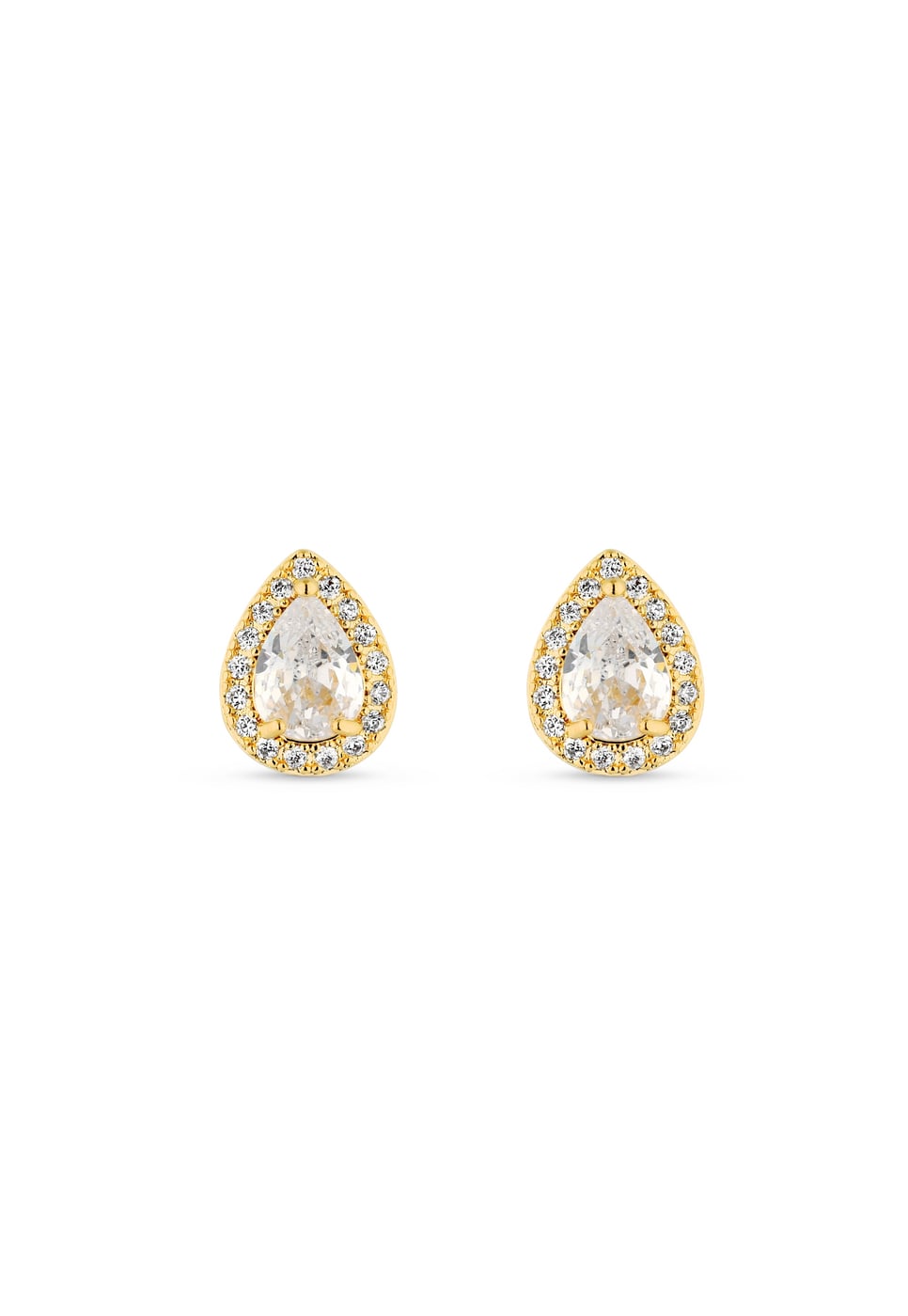 Brinco Semijoia Gota Cristal Média Banhadas a ouro 18k