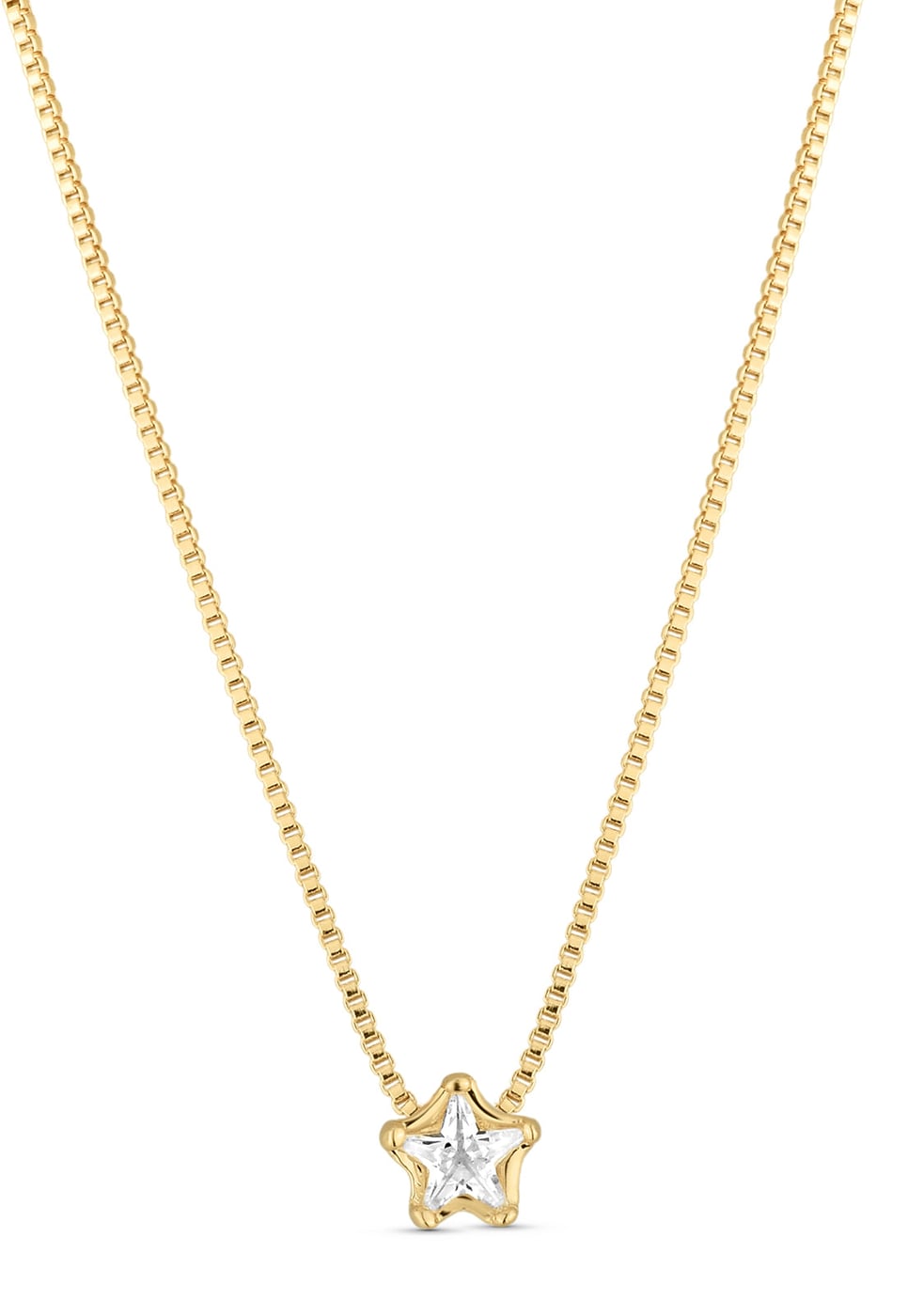 Colar Semijoia Com Pingente Estrela Cristal 18k