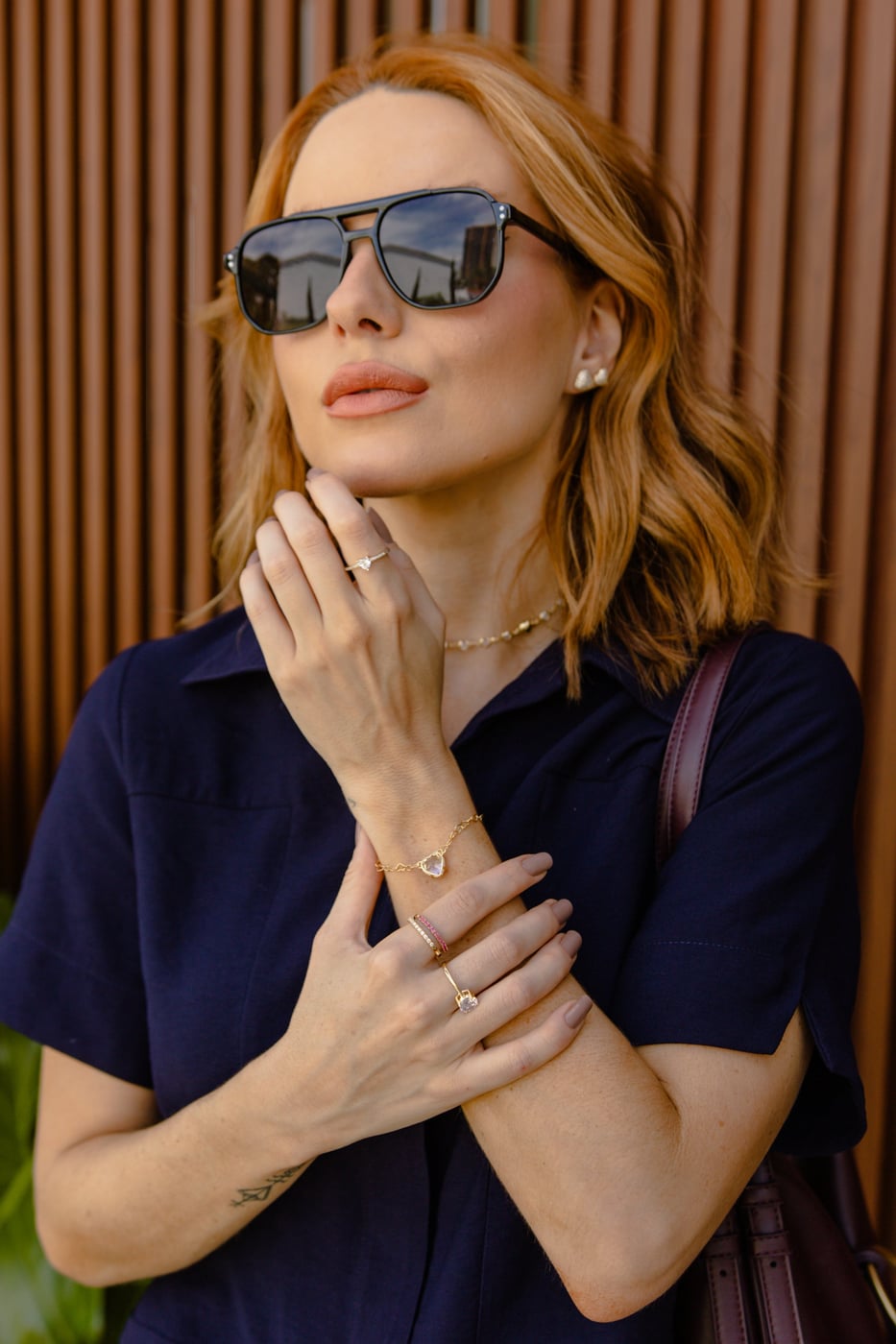 Pulseira Semijoia Elos E Pingente Coração Cristal 18k — outra vista