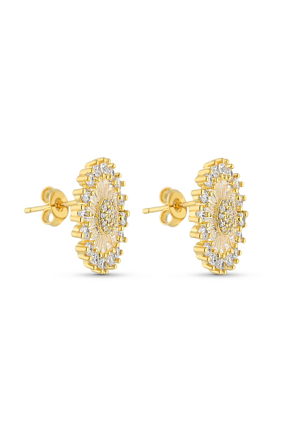 Brinco Semijoia Redondo Cristal Banho Em Ouro 18 k — outra vista
