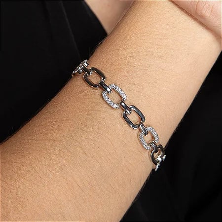 Pulseira Semijoia Elos Banho Ródio Branco: o brilho discreto que vira presença