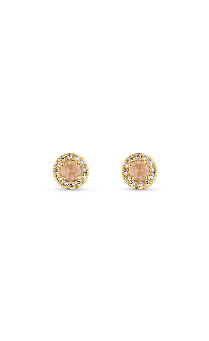 Brinco Semijoia Morganita Pequeno com Micro Zircônias Banhados a ouro 18k