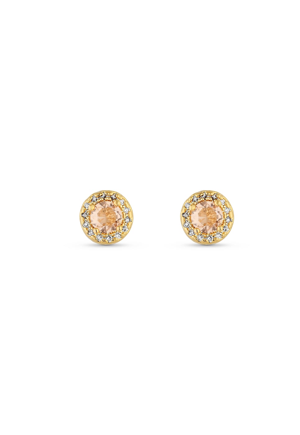 Brinco Semijoia Morganita Médio com Micro Zircônias Banhados a ouro 18k
