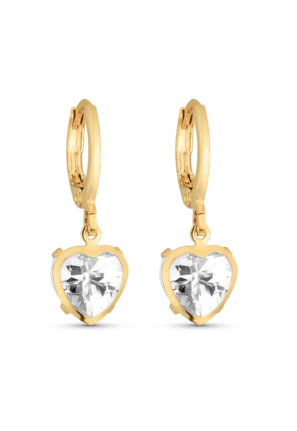 Brinco Semijoia de Argola com Pingente Coração Zircônia Cristal 18k