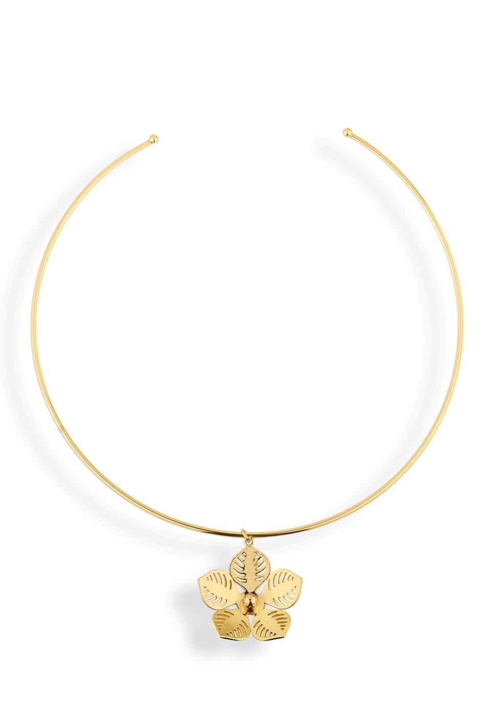Chocker Semijoia Com Pingente De Flor Vazada Dourada 18k