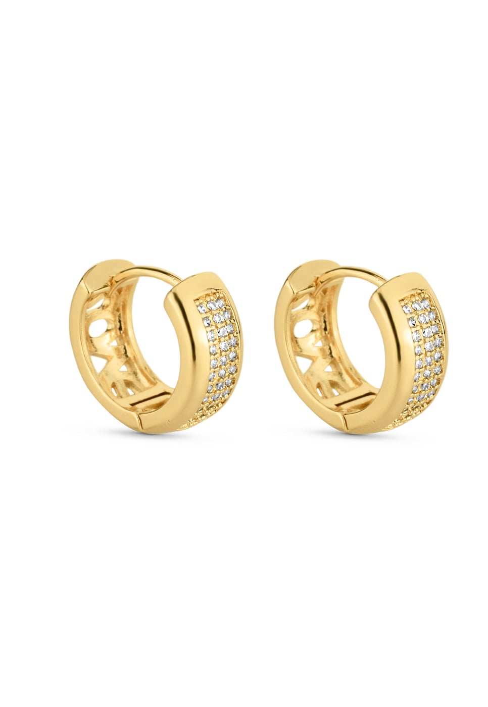 Brinco Semijoia de Argola Cristal M 14mm 18k