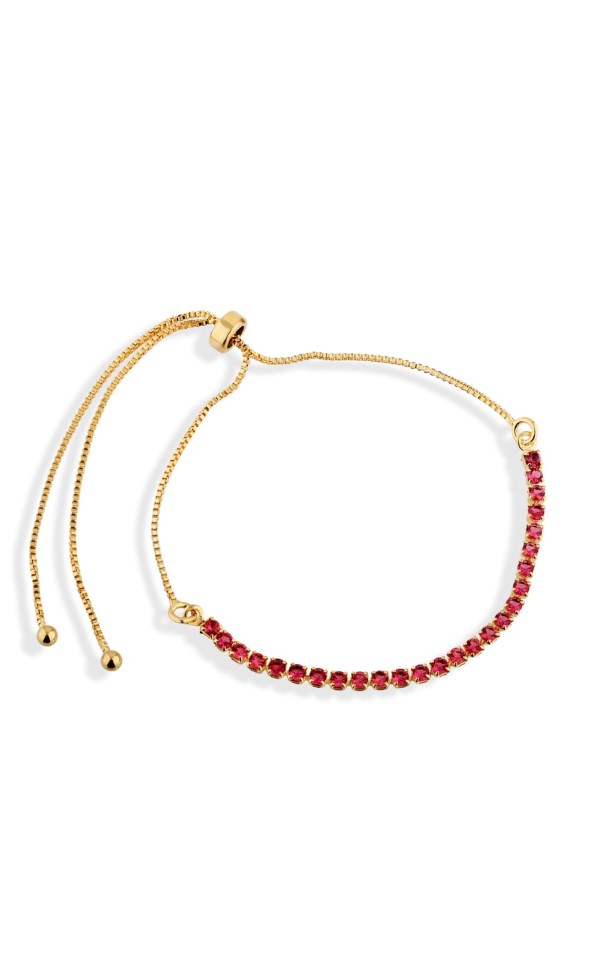 Pulseira Semijoia Riviera Fúscia Banhada A Ouro 18k