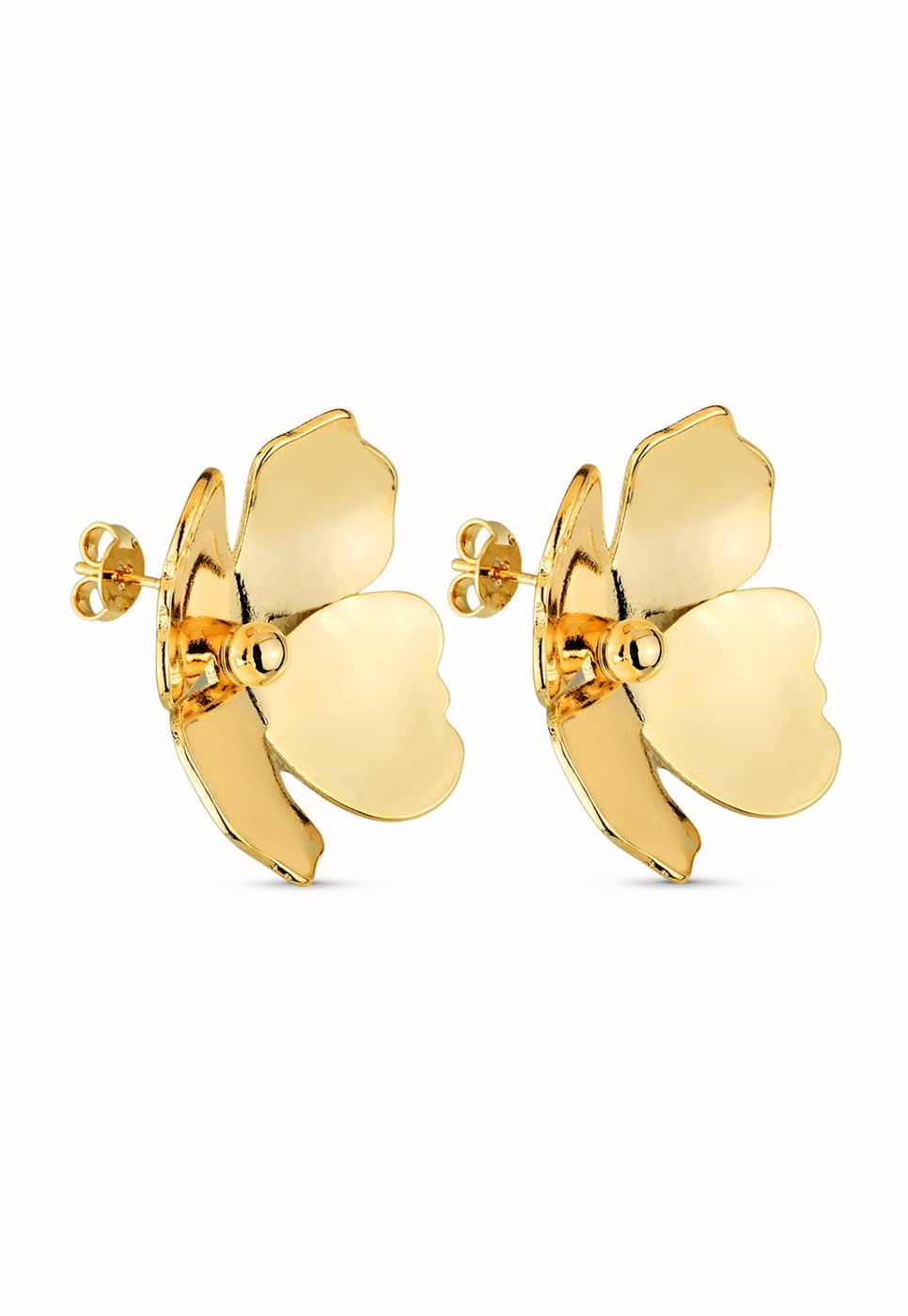 Brinco Semijoia Flor Liso Polido 18k